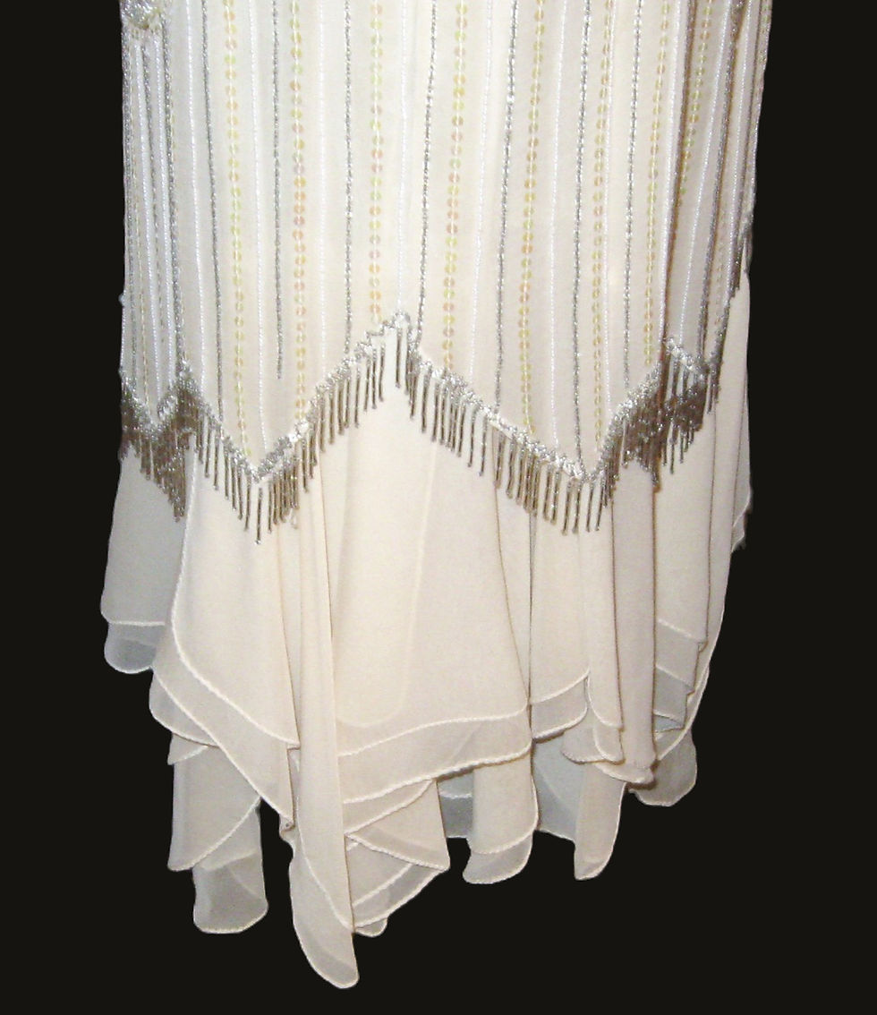 Thumbnail: Vintage Downton Abbey Style Oleg Cassini Silk Beaded Gown