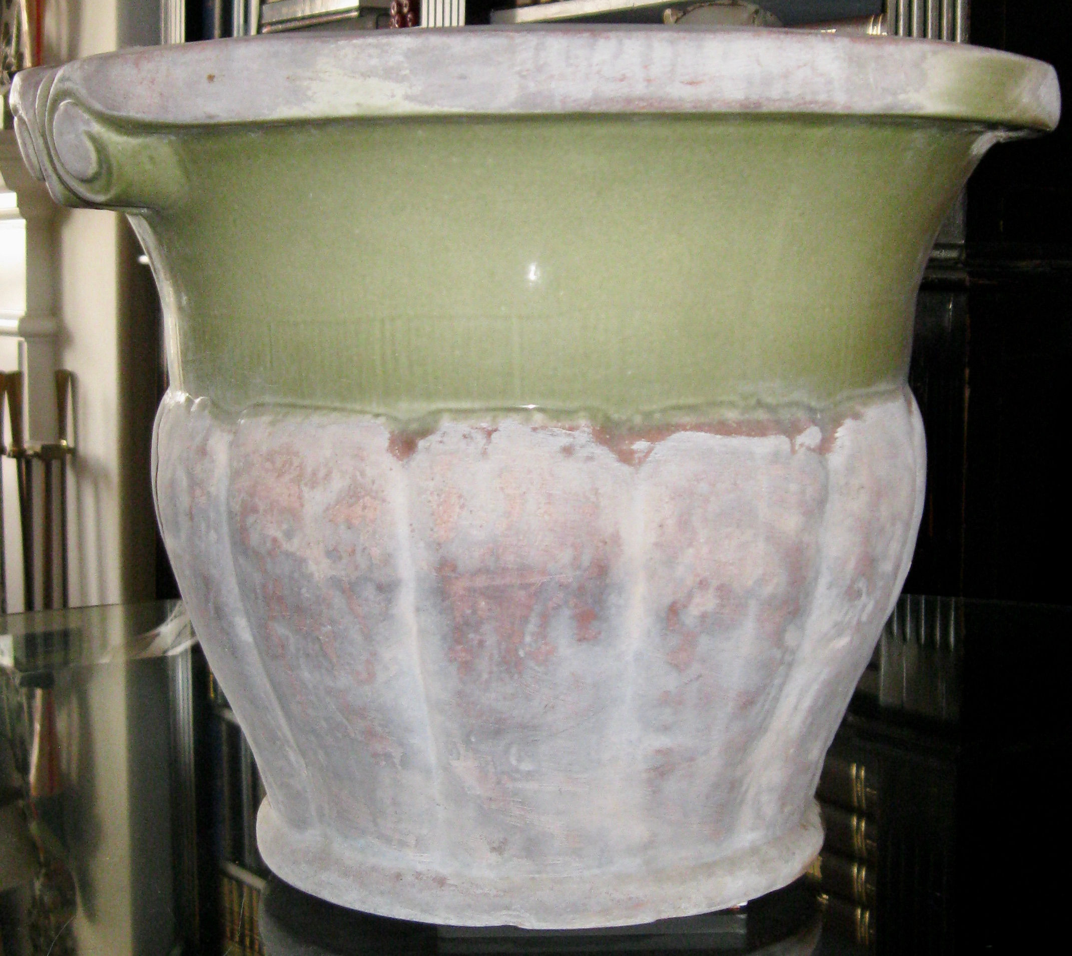 Large Vintage Spanish Glazed Terracotta Planter