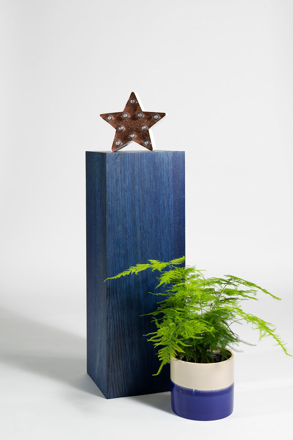 Blue Stained Oak Handmade Block