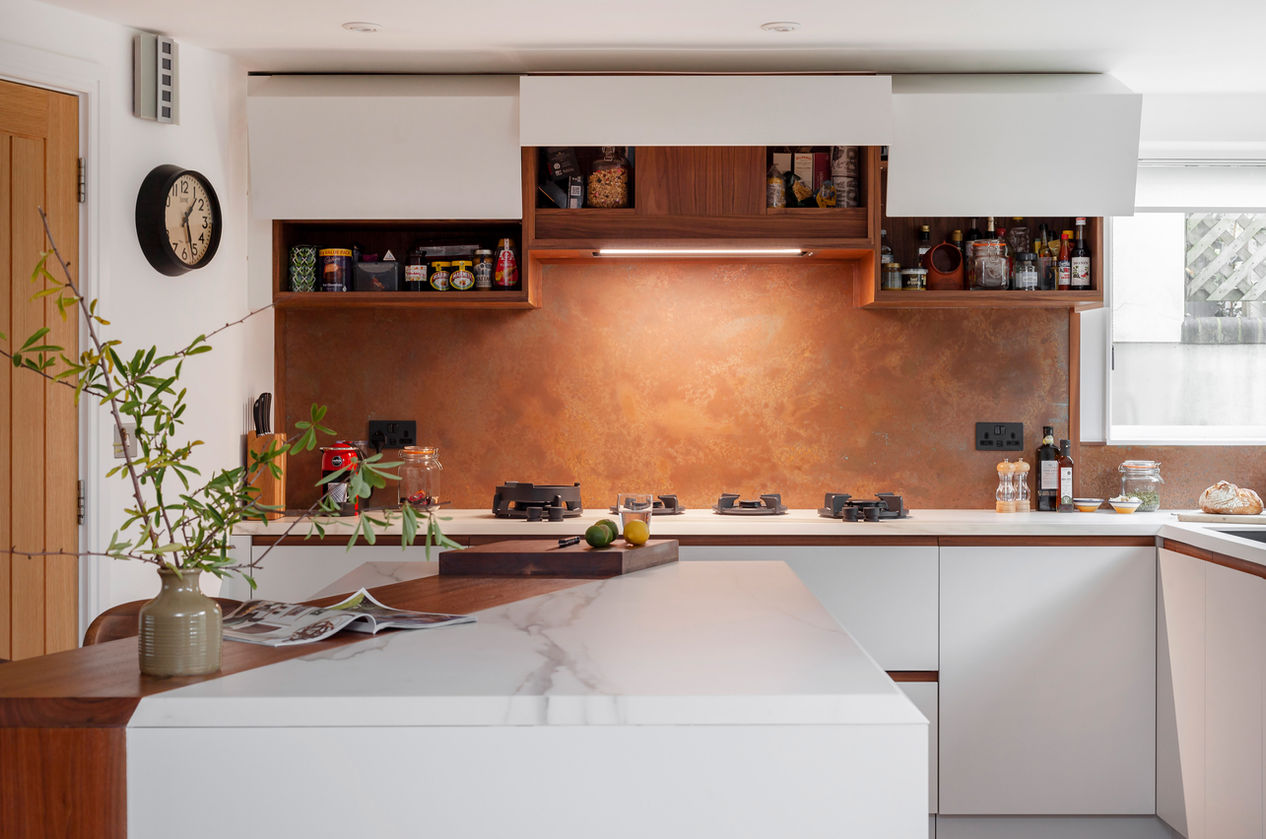 Hand built kitchen, clever storage and unique materials