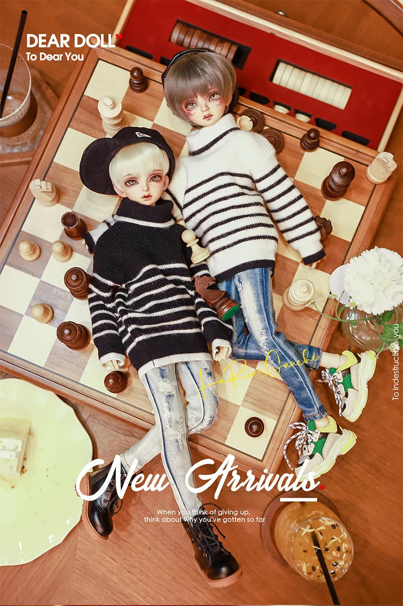 縮圖：High Neck Striped Sweater by Dear Doll