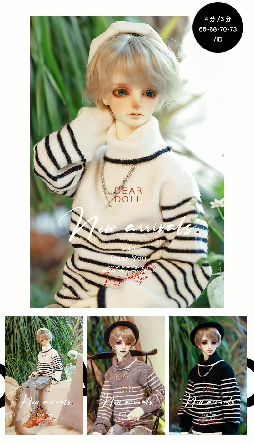 縮圖：High Neck Striped Sweater by Dear Doll