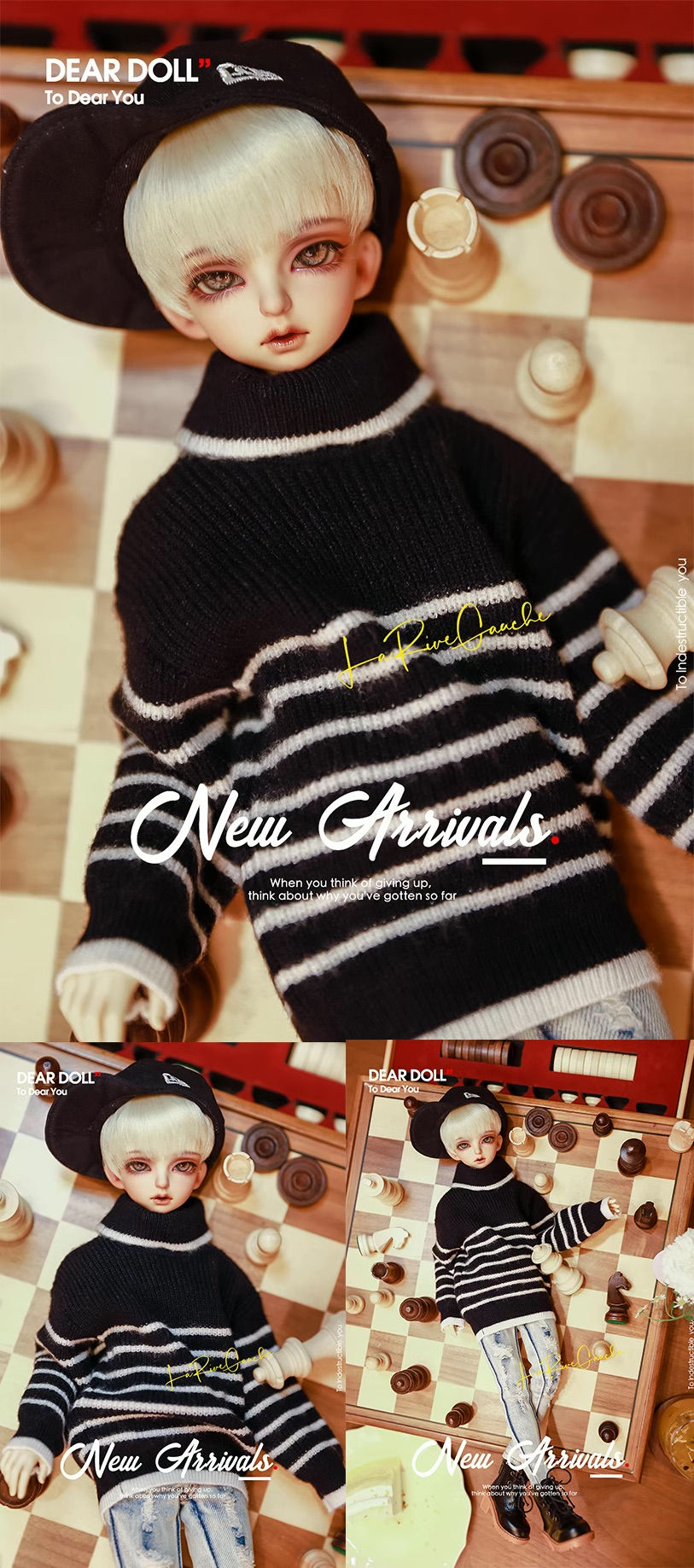 縮圖：High Neck Striped Sweater by Dear Doll