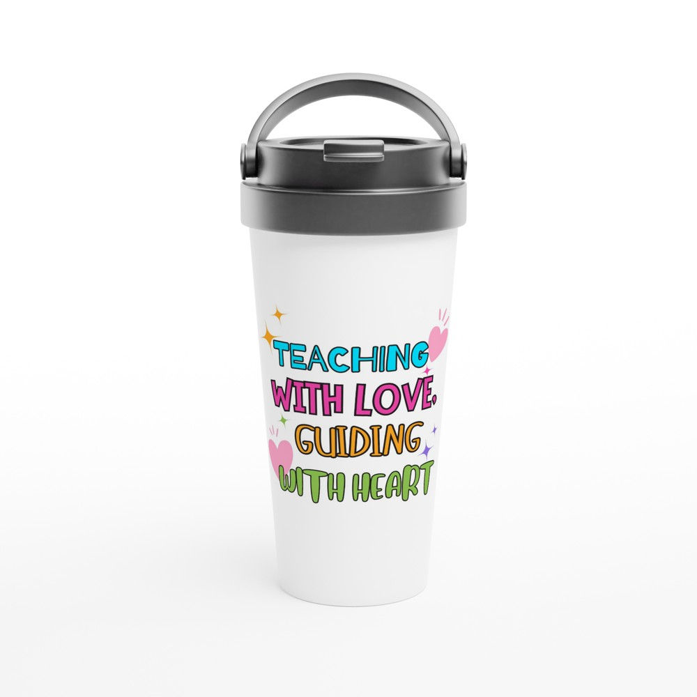 White 15oz Stainless Steel Travel Mug