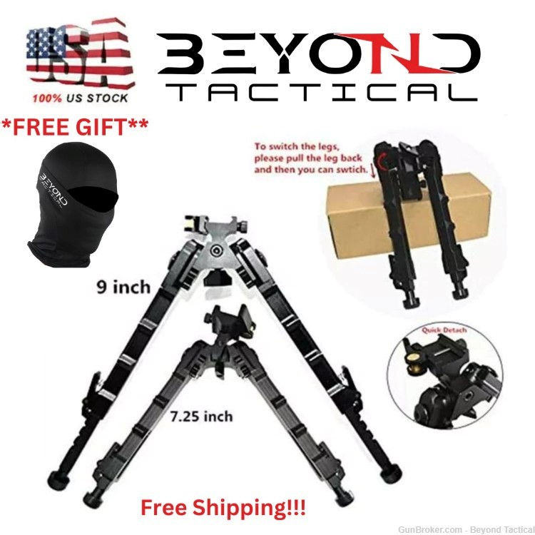 V9 Adjustable Rifle Bipod 7.5''-9''QD Tactical Picatinny Rail