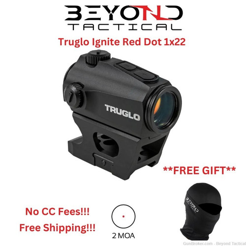 TruGlo Ignite Red Dot Sight 1x22mm 2 MOA Dot Reticle Black