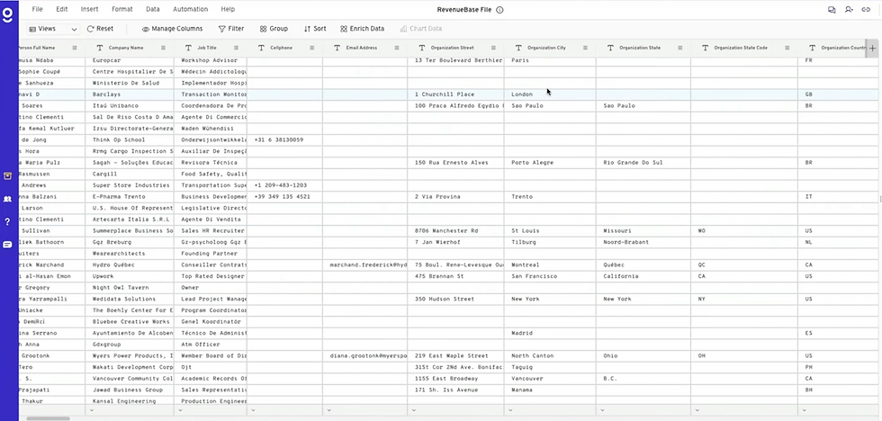RevenueBase b2b leads spreadsheet