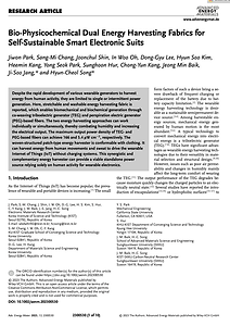 84. Bio-Physicochemical Dual Energy Harvesting Fabrics for Self-Sustainable Smart Electronic Suits
