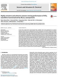 5. Highly Sensitive and Selective Acetone Sensing Performance of WO3 Nanofibers Functionalized by Rh2O3 Nanoparticles