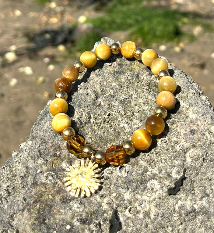 Miniature : Bracelet "La puissance du soleil" en oeil du tigre doré