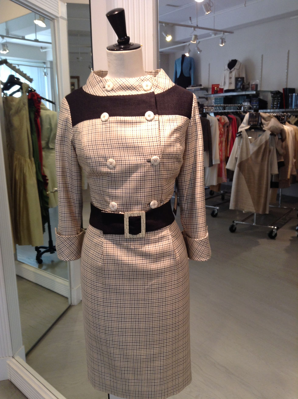 Thumbnail: Stand Collar Double Breasted Belted Sheath Dress