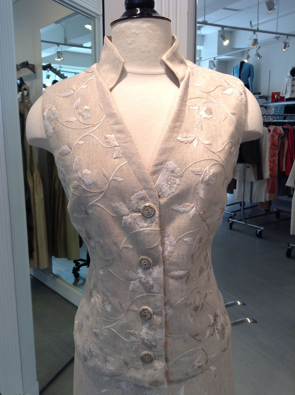 Thumbnail: Stand Collar V-Neck 4 Button Vest