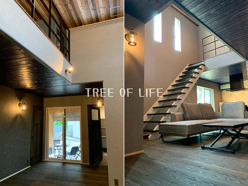 インナーガレージのある家_LDK全体