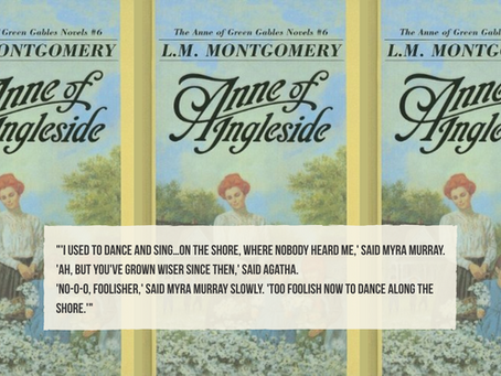 Three yellow-themed Anne of Ingleside book covers with a quote from the novel