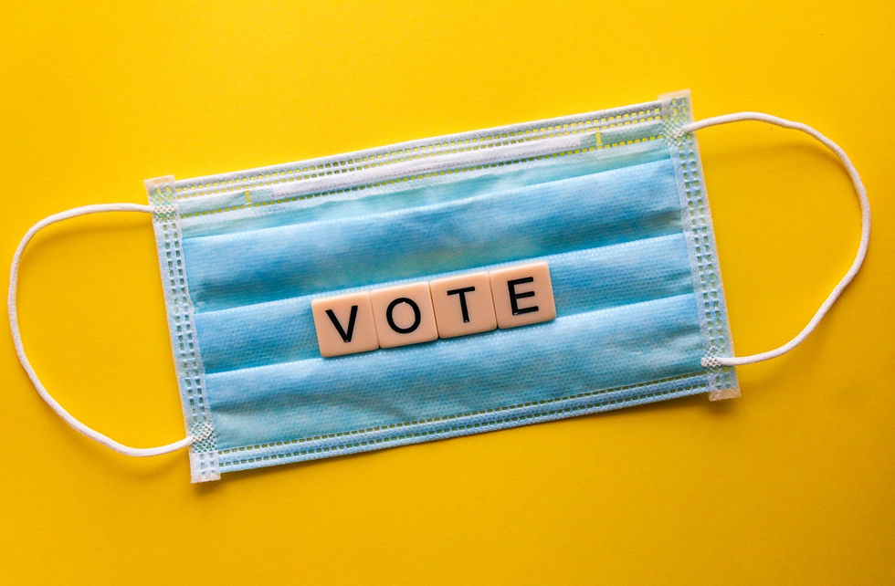 Face Mask with Vote in Scrabble Letters On It