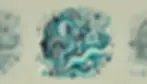 Abstract art of two profiles with teal and gray intricate patterns, leaves, and flowers on a beige background, conveying a serene mood.