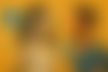 A man smiles at a female robot with headphones. Speech bubbles, an atom symbol, and a yellow background create a friendly, tech vibe.