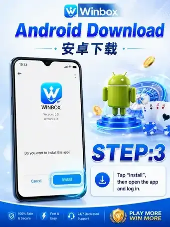 Winbox Android app installation step 3 – tap Install and open the app
