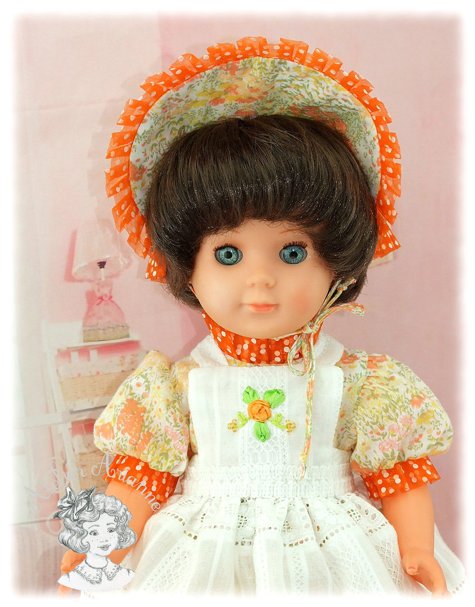Miniature : Pièce unique - tenue Louison de la série " Joli mois de mai", version orangée