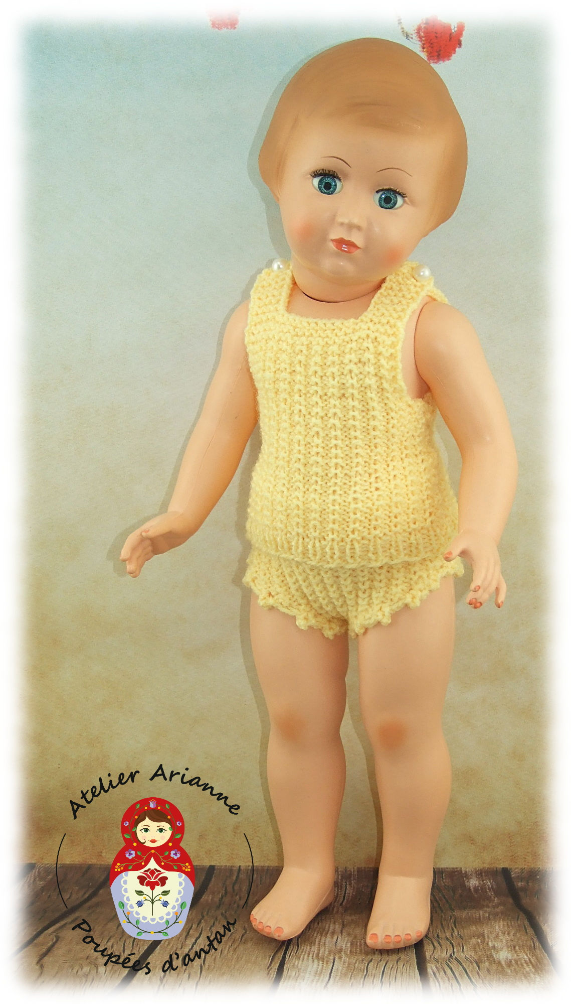 Tenue Modes et Travaux pour Marie-Françoise et Françoise Octobre 1953 jaune pale