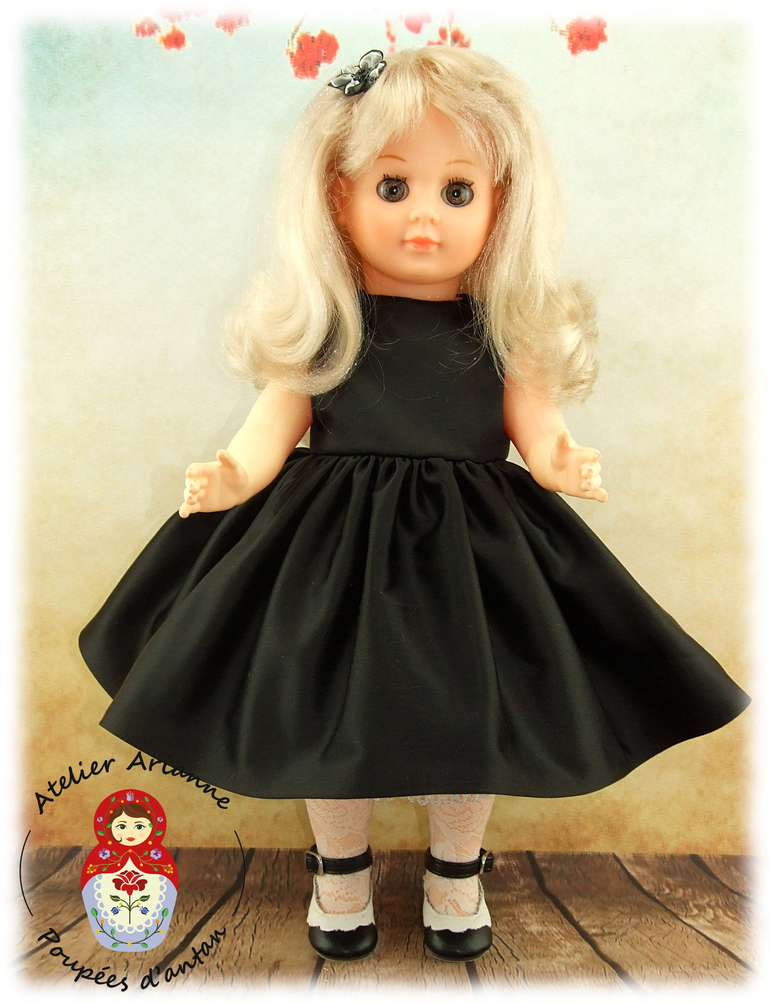 Petite robe noire -Tenue pour poupée Marie-Françoise, Francette, Françoise