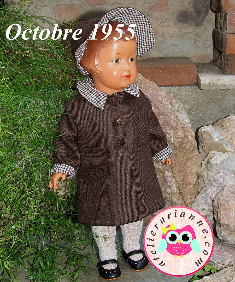Miniature : Réservé pour Nathalie Tenue pour poupée Françoise Modes et Travaux Octobre 1955