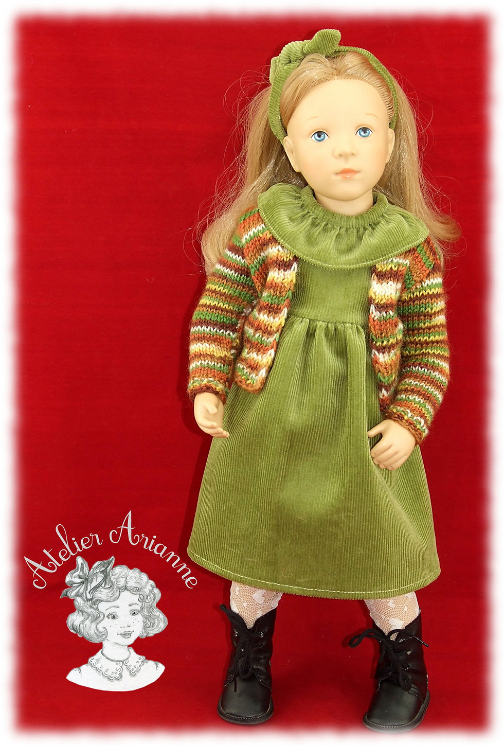 Miniature : Alicia robe et serre tête -Tenue pour poupée Finouche de Petitcollin