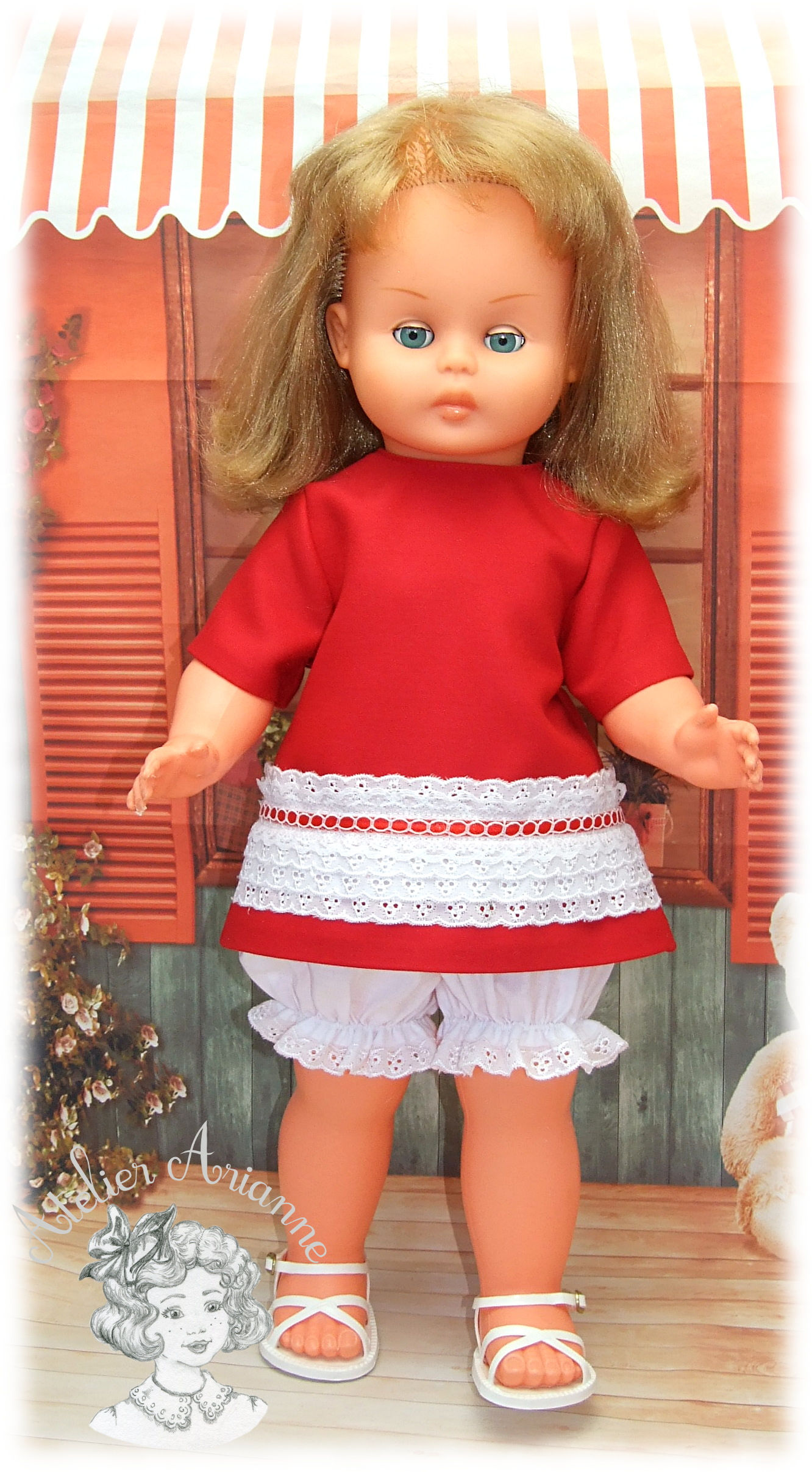 Reproduction d'une tenue d'origine pour poupée Roselyne de GéGé 55 cm