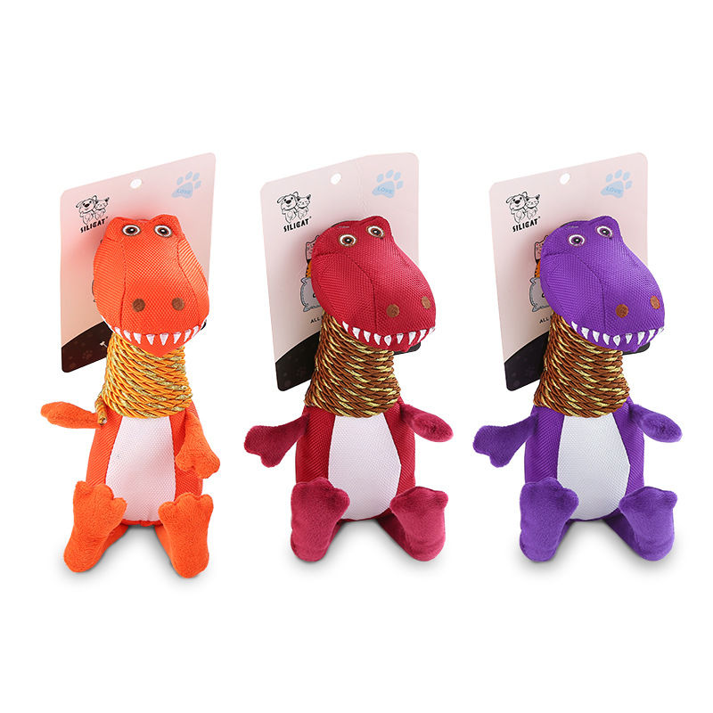 Miniatura: Plush Dinosaur Dog Toy with Sound and Chew Features