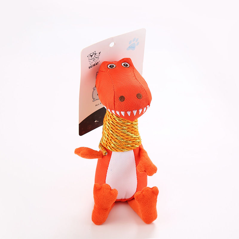 Miniatura: Plush Dinosaur Dog Toy with Sound and Chew Features