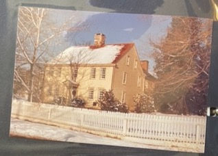 Mather Homestead on Christmas 1969 showing house in the snow