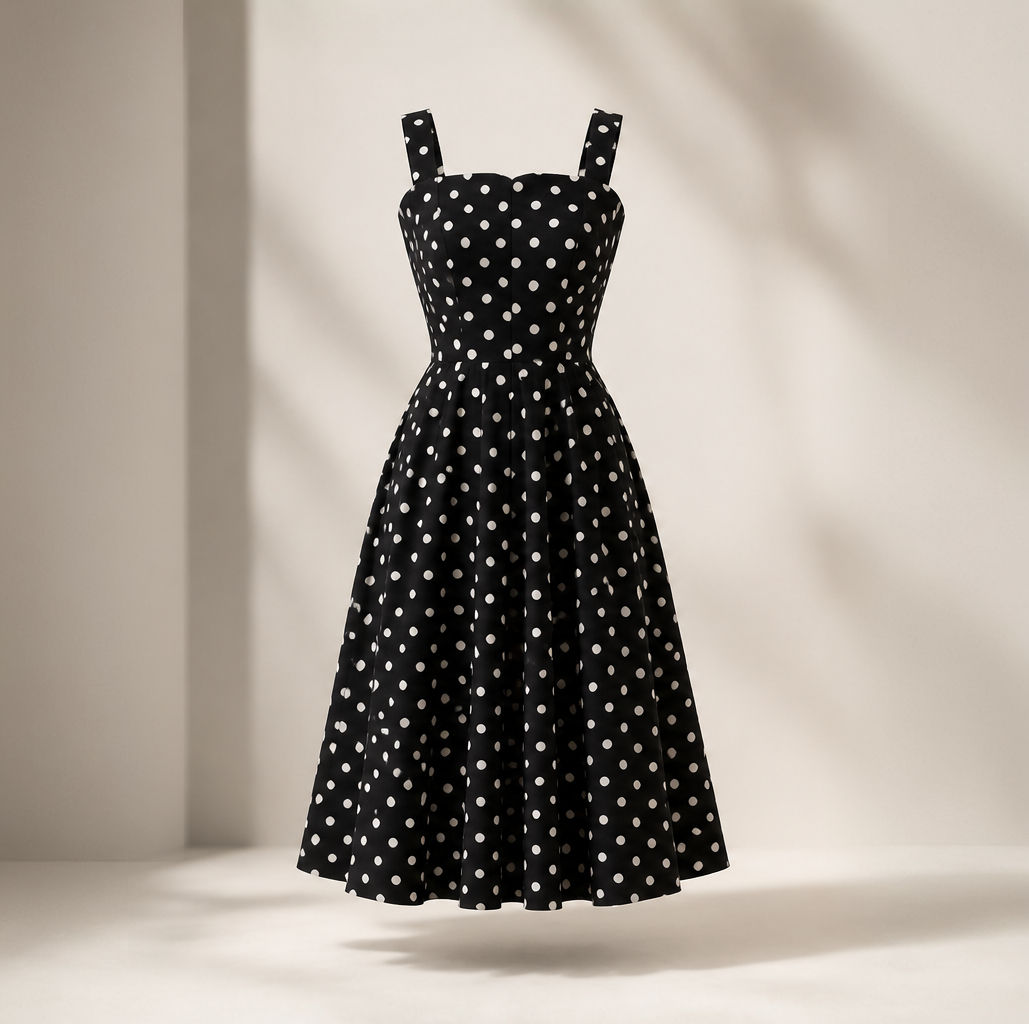 Vestido Feminino de Poá com Alças Finas