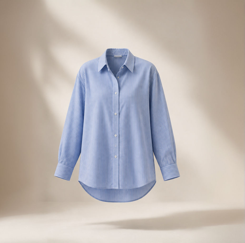 Camisa feminina listrada de manga longa