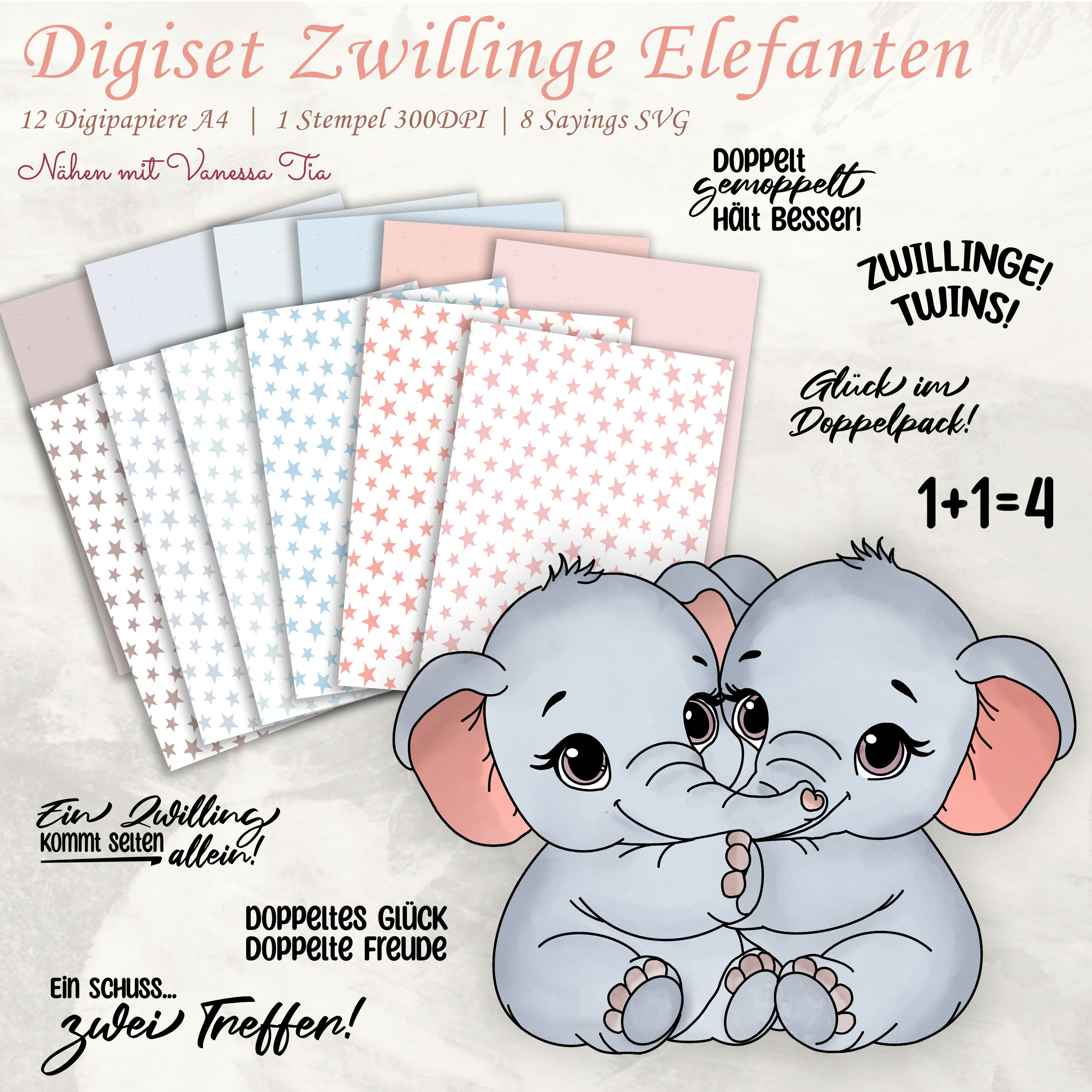 Zwillingsset Elefanten