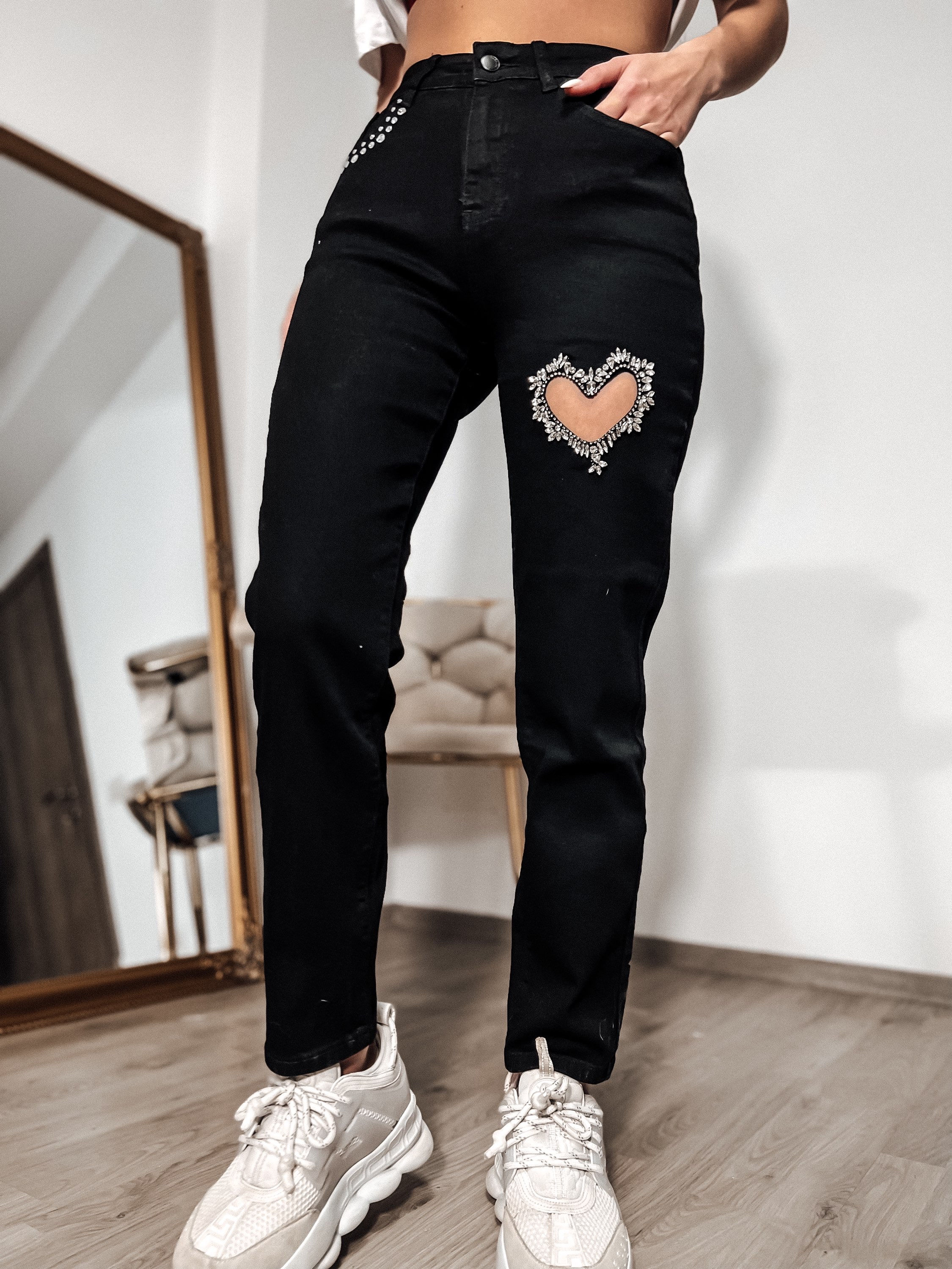 Blugi inima diamante  negri