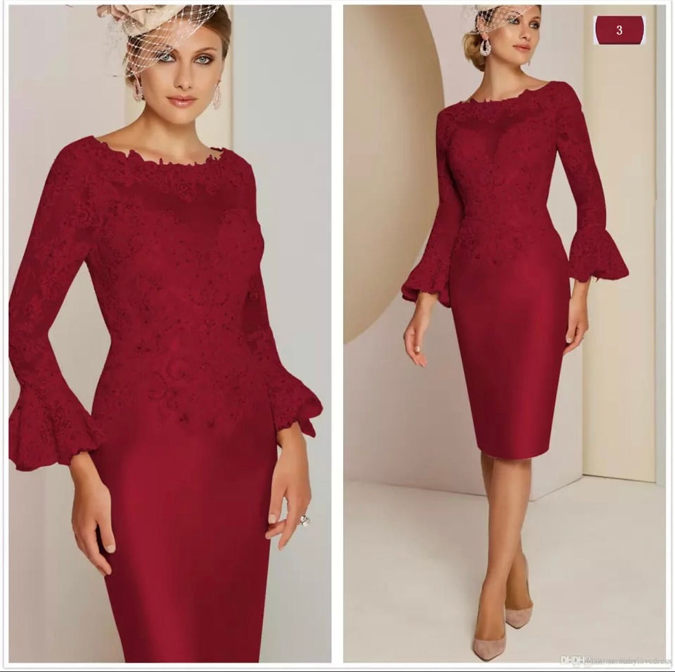 Thumbnail: Gorgeous Short Champagne Lace Long Sleeve Mother of the Bride Dresses Bateau Nec