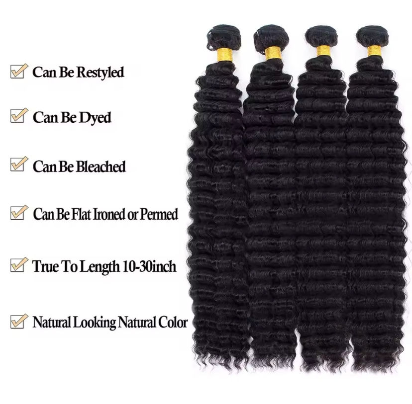 Thumbnail: Deep Wave Bundles Human Hair Brazilian Virgin Hair Deep Wave One Weave Bundle