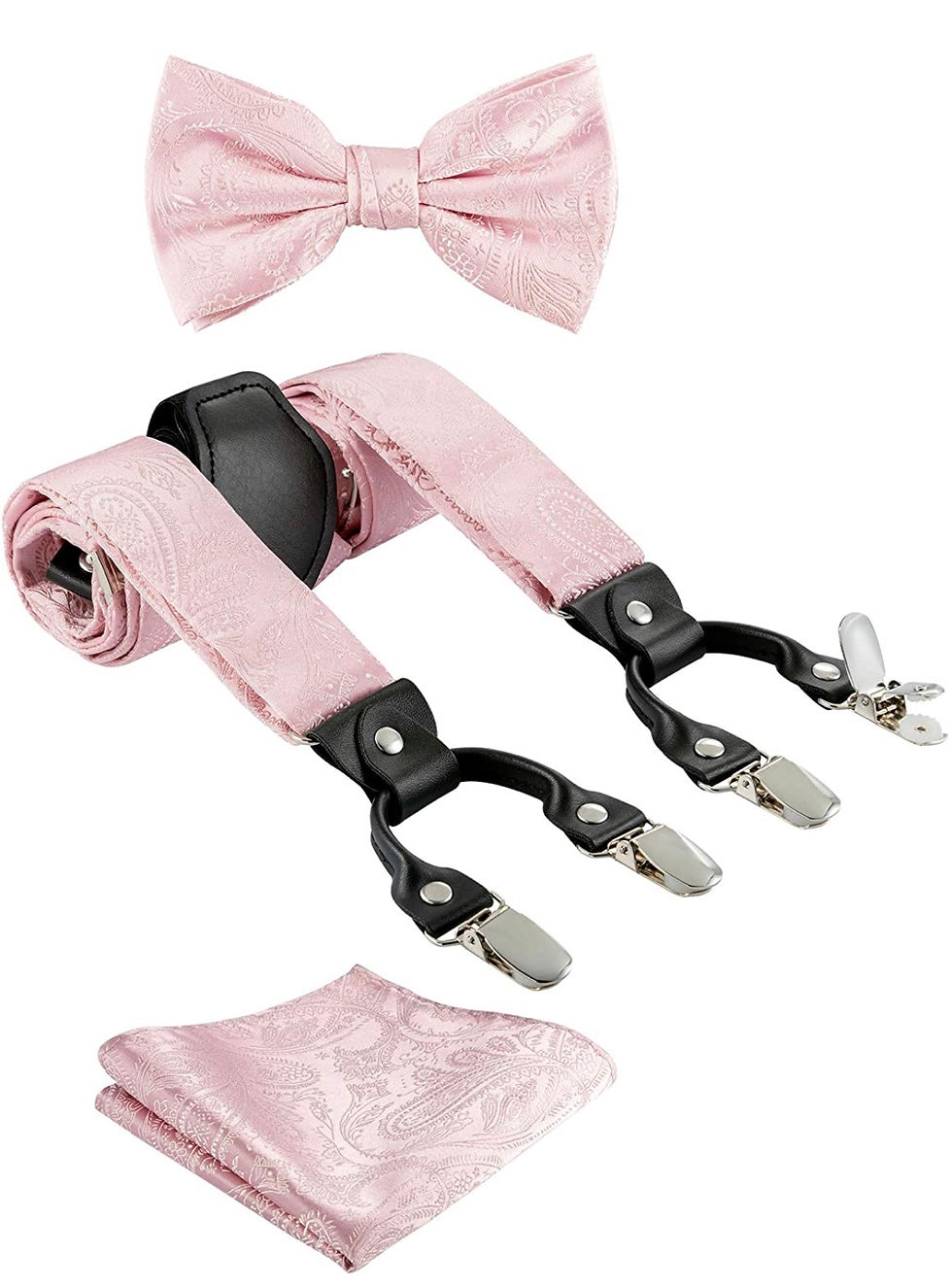 Thumbnail: Bow Tie, Pocket Square Set for Men's Tuxedo Suspenders : Adjustable Braces, Stro
