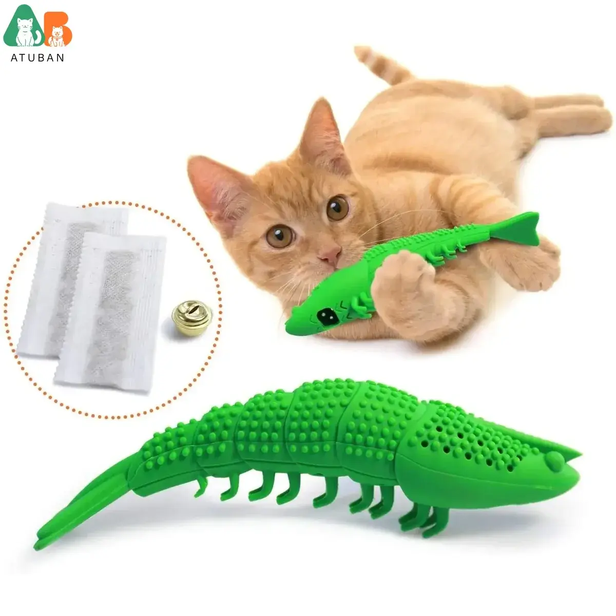 ATUBAN Cat Toothbrush Toy-Durable Hard Rubber - Cat Dental Care