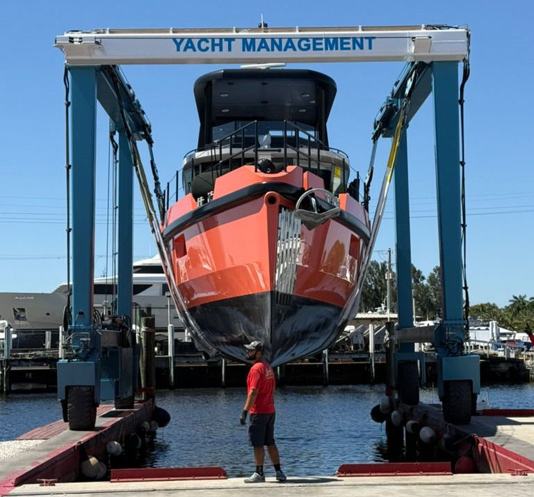 M/Y Vanguard hybrid-drive explorer yacht at Fort Lauderdale after completing 7,450 nautical mile round-trip voyage to Greenland