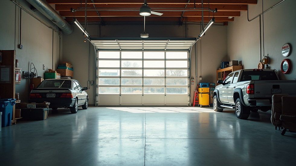 Eye-level view of a clean garage after junk removal
