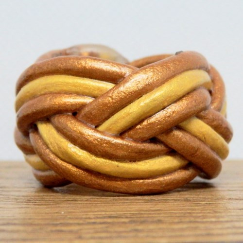 Bronze and Gold Small Leather Woggle | valhalla-woggles