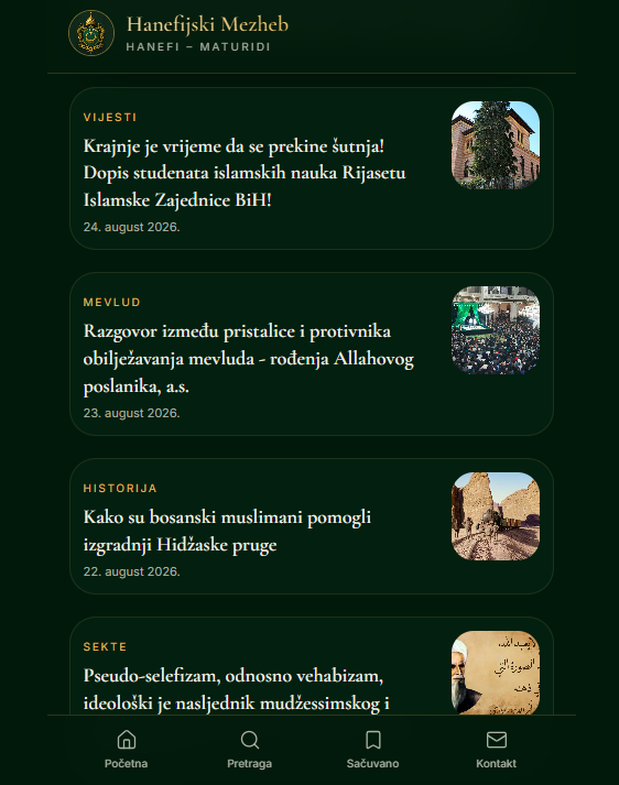 Mobilna aplikacija portala Hanefijski Mezheb! Preuzmite!