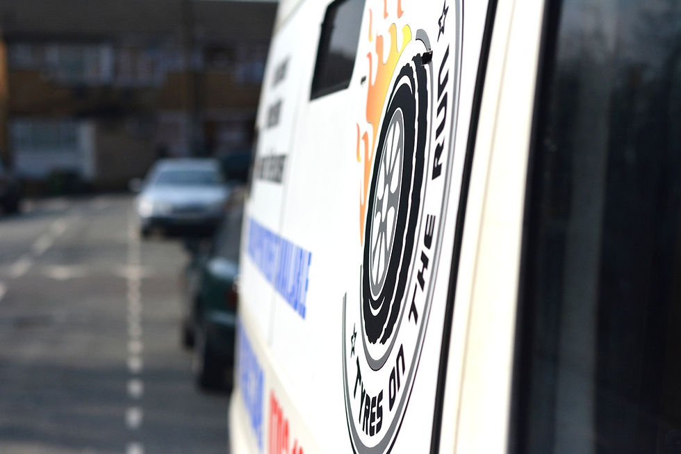 Side view of the Tyres on the run van