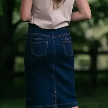Sandra Dark Wash Denim Midi Skirt