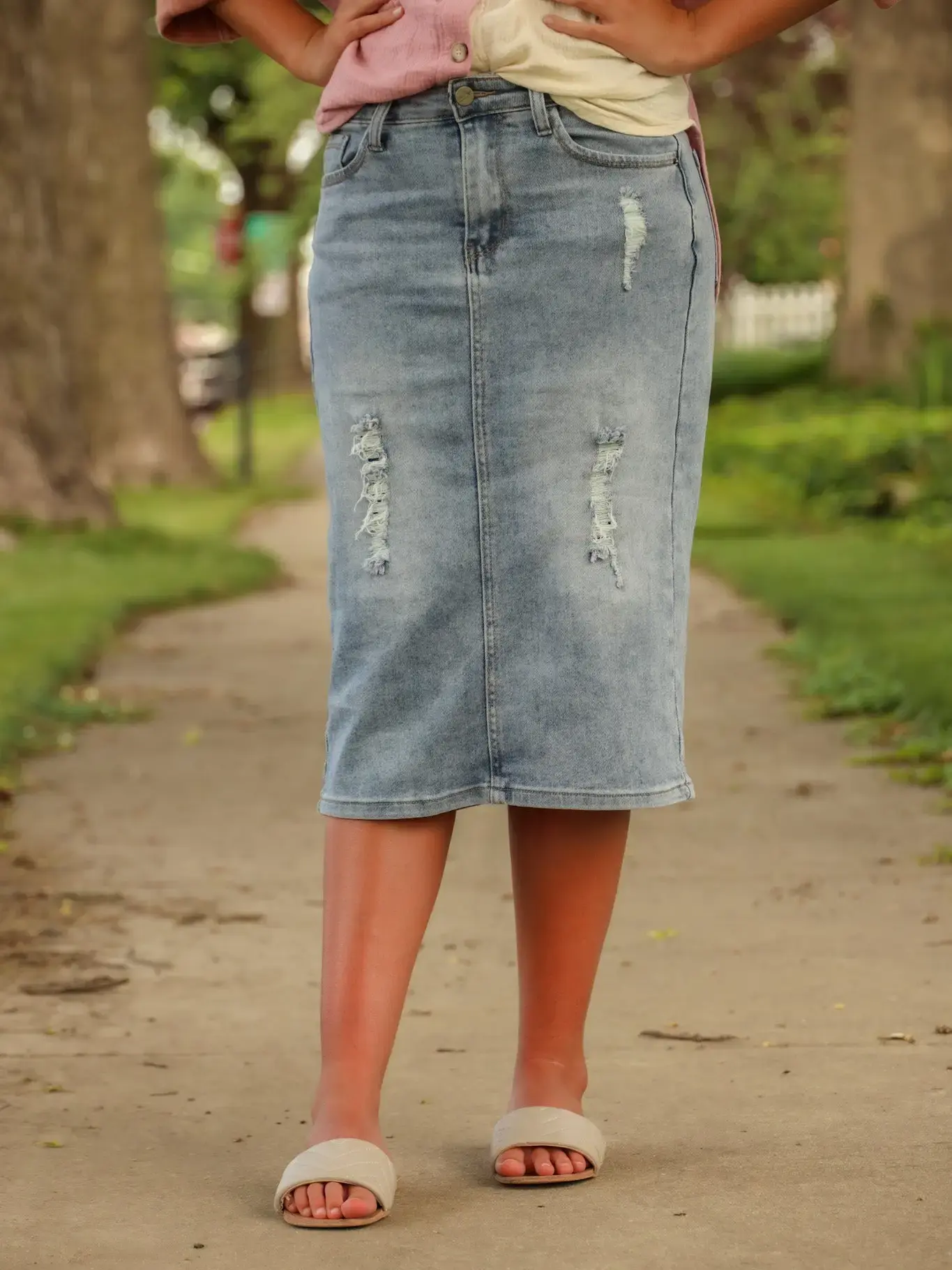 Ada Faye Denim Skirt- Light
