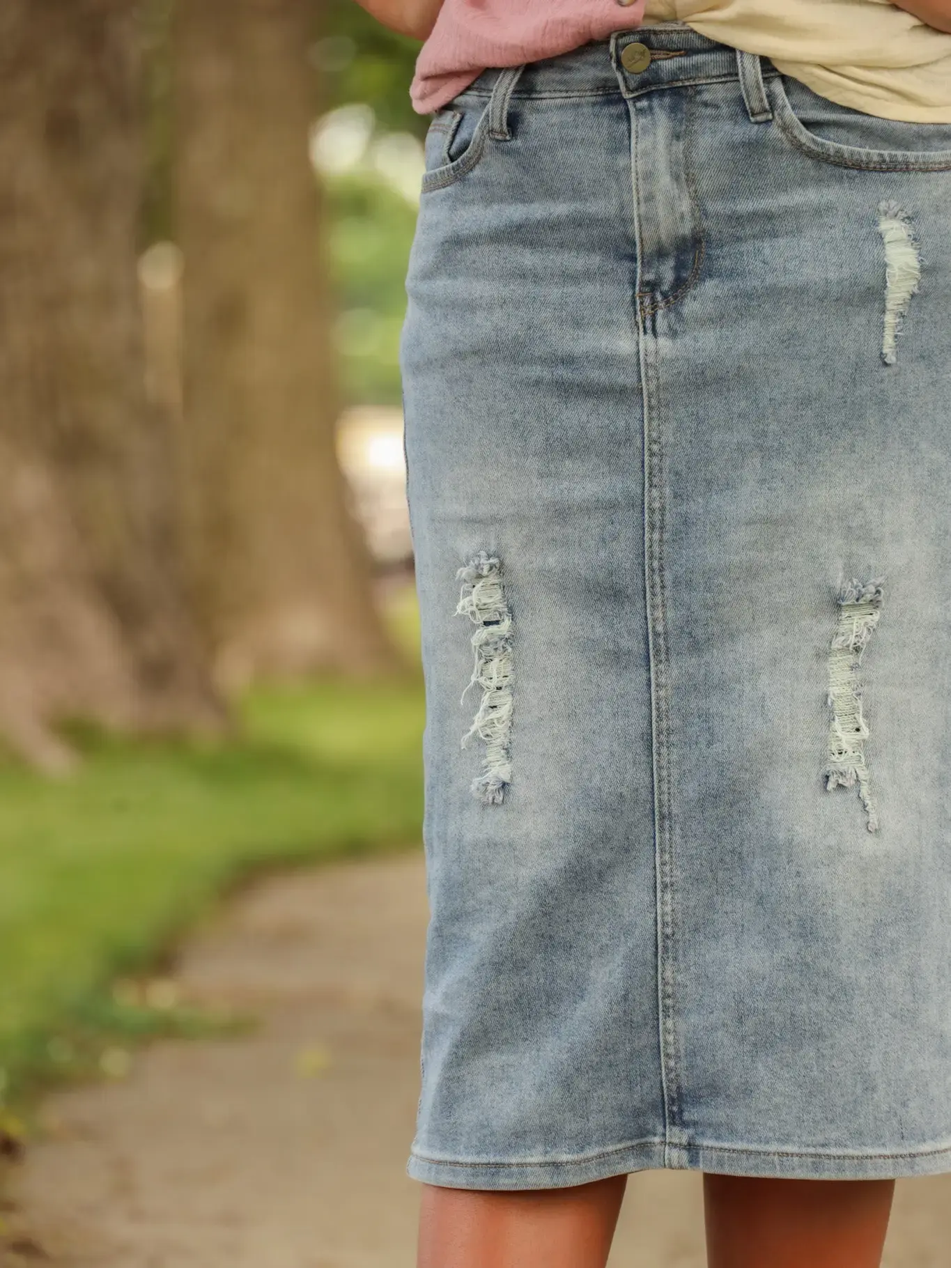 Ada Faye Denim Skirt- Light