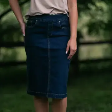 Sandra Dark Wash Denim Midi Skirt