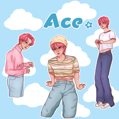 Original character "Ace" drawn in the outfits from the album Blue Hour by the kpop group Tomorrow by Together, also known as Txt.