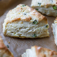 Cheddar + Garlic Scape Scones
